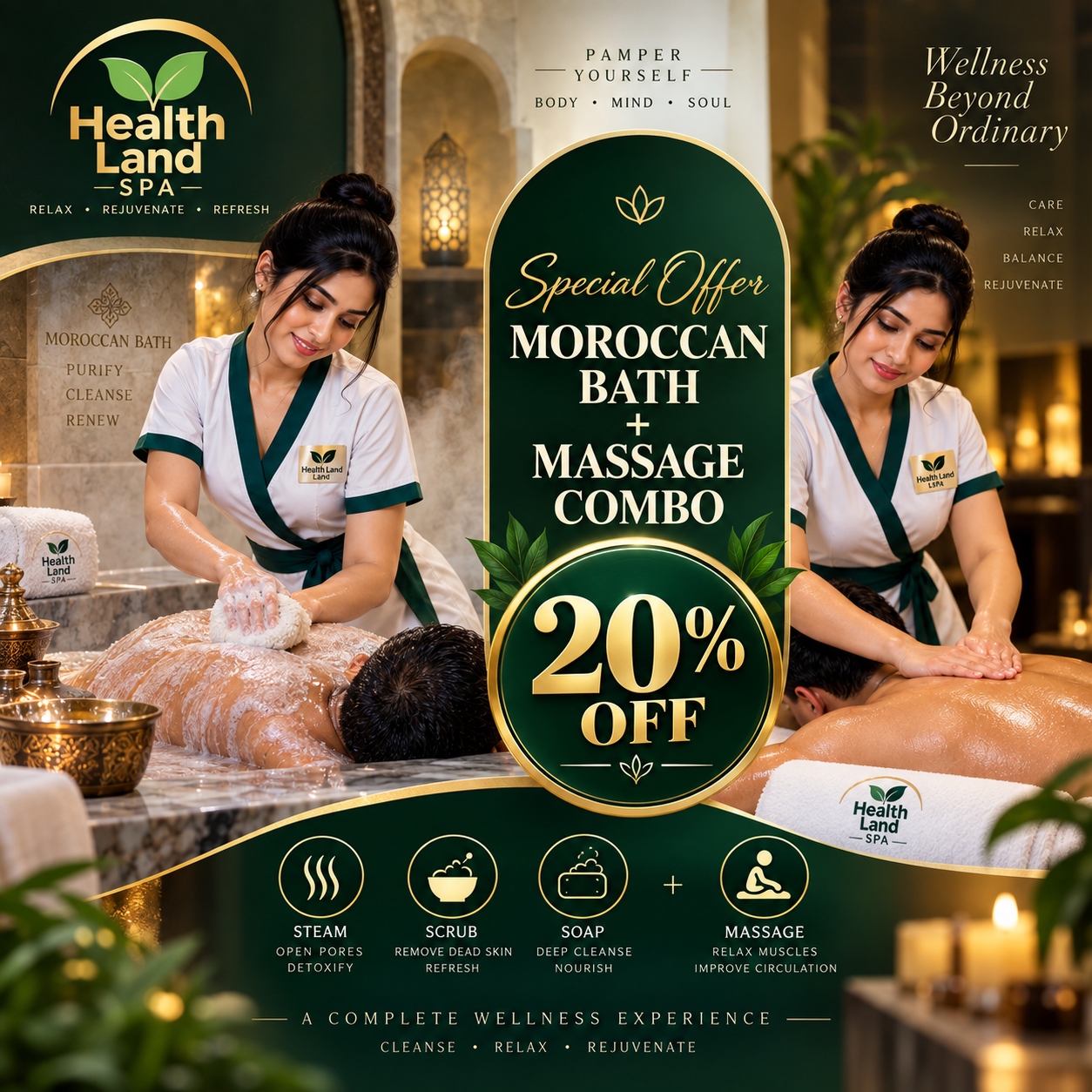 Moroccan bath offer at Health Land Spa